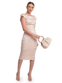 Luisa Vannini borsa a manico superiore YVONNE in vera pelle-beige