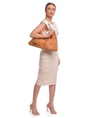 Luisa Vannini borsa Hobo ELIANA in vera pelle color cognac