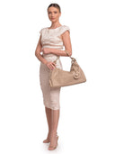 Luisa Vannini borsa Hobo ELIANA in pelle naturale-tortora