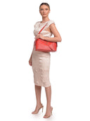 Roberta M Borsa a tracolla RODICA in vera pelle-Rosso