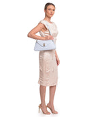 Roberta M borsa baguette ARIADNA in vera pelle-Azzurro