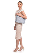 Roberta M Borsa a tracolla LAETITIA in vera pelle-Azzurro chiaro