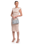 Roberta M Borsa a tracolla ROSA pelle naturale-Azzurro