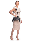 Roberta M Borsa Tote HARPER in vera pelle-Nero