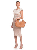 Roberta M borsa a mano CAMILA in vera pelle-Cognac