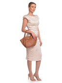 Roberta M Borsa Tote ESME in pelle naturale-Cognac