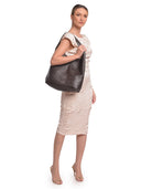 Borsa hobo LUDOVICA in vera pelle di Roberta M - Marrone Scuro