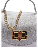 Roberta M Borsa a tracolla NIGHT in vera pelle-Argento
