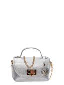 Roberta M Geanta postas NIGHT piele naturala-Argintiu