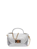 Roberta M Borsa a tracolla NIGHT in vera pelle-Argento