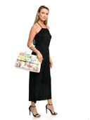 Isabella Rhea Geanta de mana  Nora piele naturala-Alb/floare multicolor