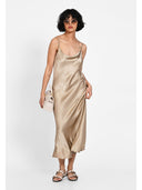 Rochie midi satin-effect Bej