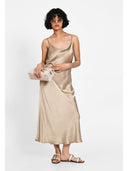 Rochie midi satin-effect Bej