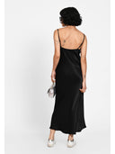 Rochie midi satin-effect Negru