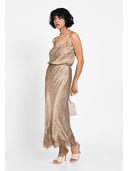 Fustă midi satin-effect Bej