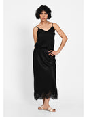 Fustă midi satin-effect Negru