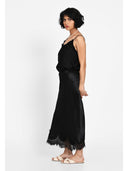 Fustă midi satin-effect Negru