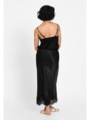 Fustă midi satin-effect Negru