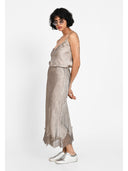 Fustă midi satin-effect Taupe