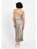 Fustă midi satin-effect Taupe